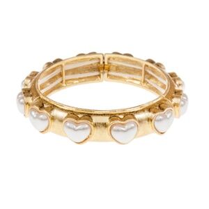 Heart Dome Pearl Station Bracelet